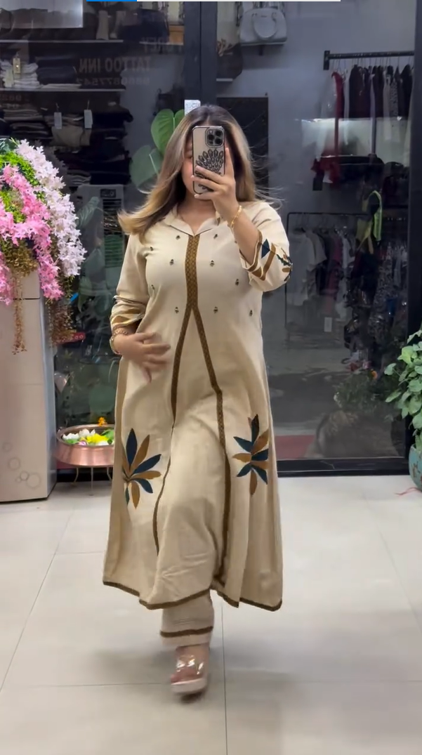 Luxury Ethnic Black A-Line Kurti