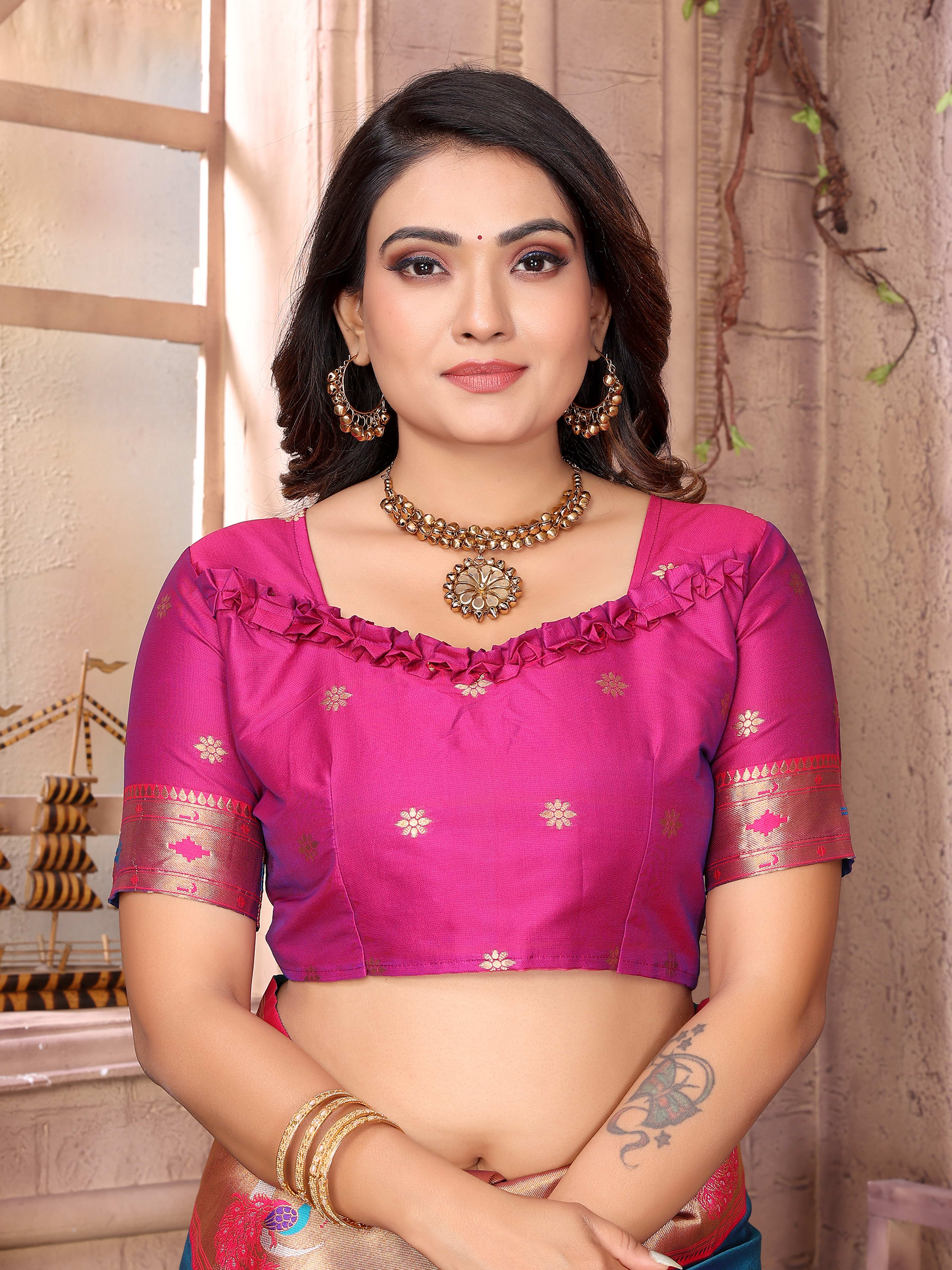 Aqua Rajwada Paithani Saree