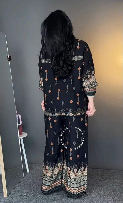 Stylish Black Reyon Co Ord Set