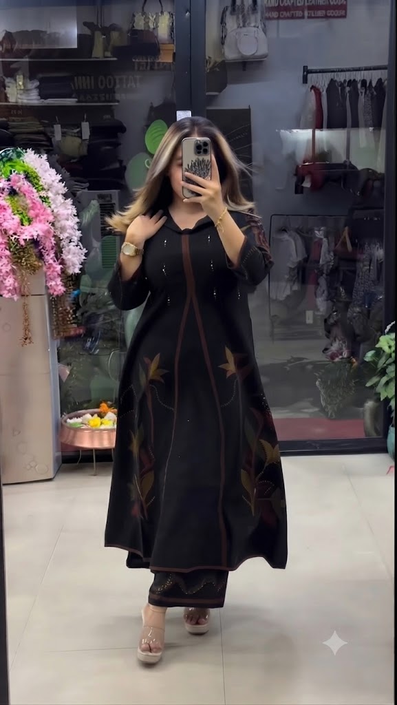 Luxury Ethnic Black A-Line Kurti