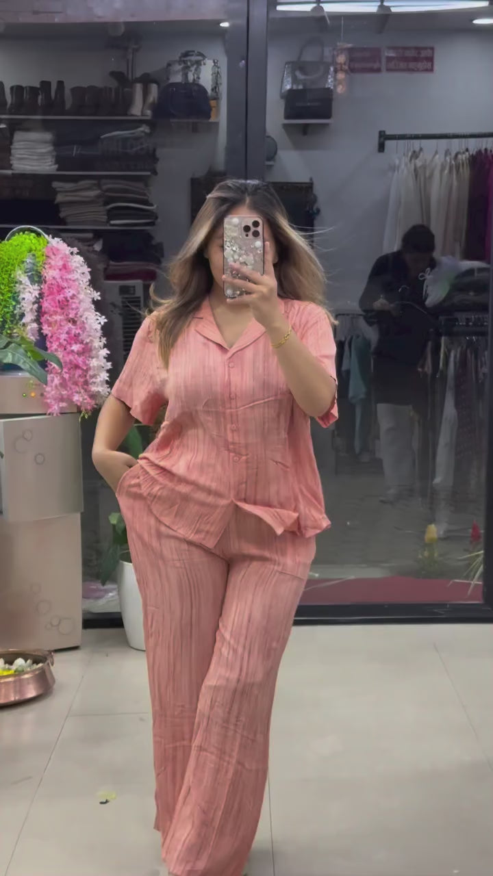 Women’s Premium Textured Relaxed Fit Lilen Co-Ord Set