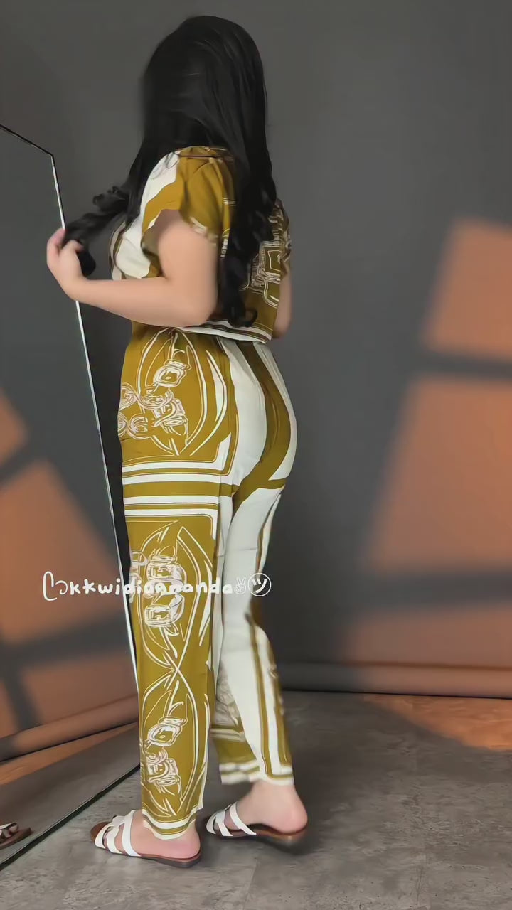 Olive Luxe Printed Cotton Co-ord Set
