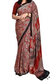 Premium Red Ajrakh Soft Silk Saree with Designer Border & Rich Pallu
